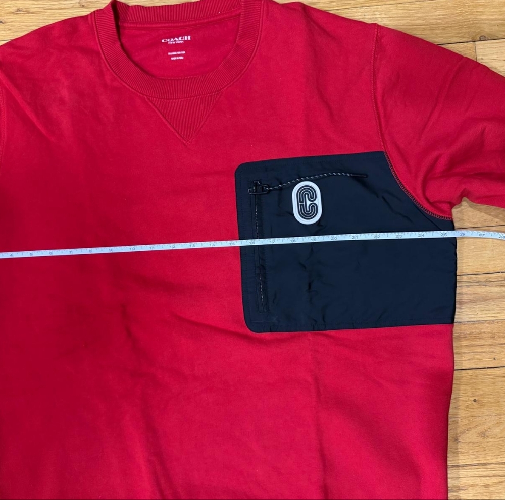 PRE-LOVED Coach Bold Red Crewneck Sweater with Black Accents (Size: XXL) - Picture 7 of 10